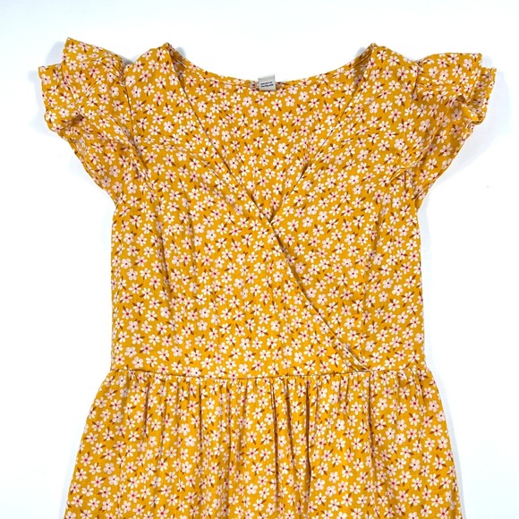 Old Navy Yellow Floral Tiered Maxi Dress Medium Boho Cottagecore Feminine EUC - Picture 6 of 10